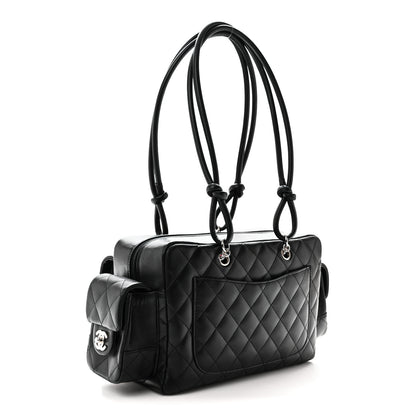 Chanel Calfskin Quilted Small Cambon Multipocket Reporter Black White 3 of 10