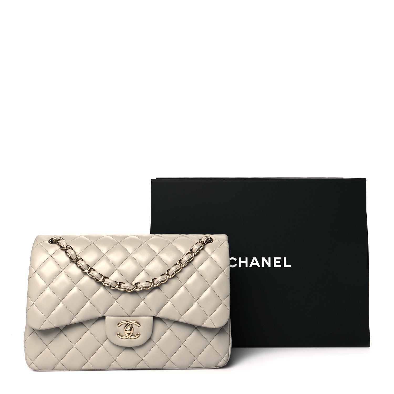 Chanel Lambskin Quilted Jumbo Double Flap Grey 10 of 10