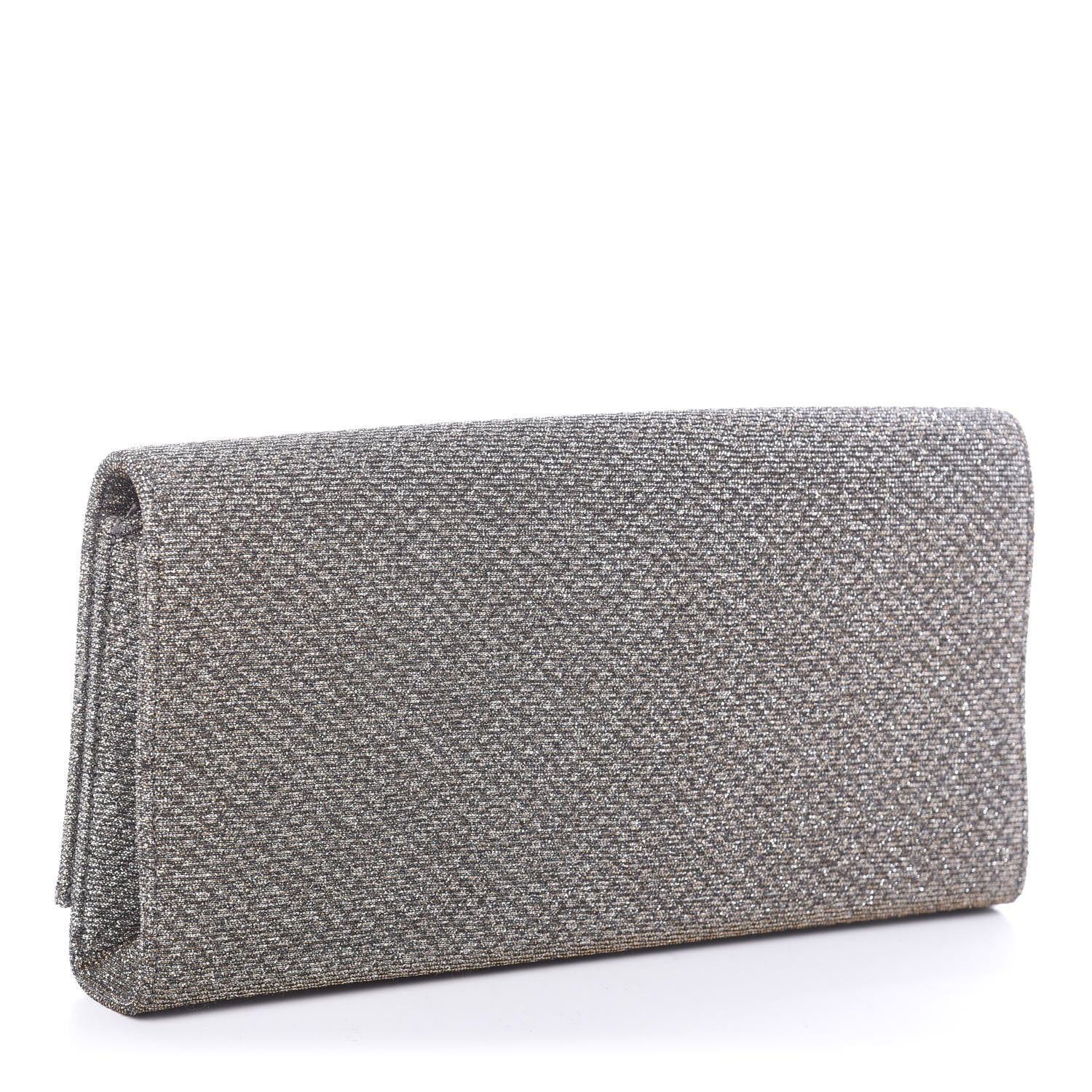 Saint Laurent Metallic Canvas Woven Classic Monogram Kate Tassel Clutch Silver Gold 2 of 7