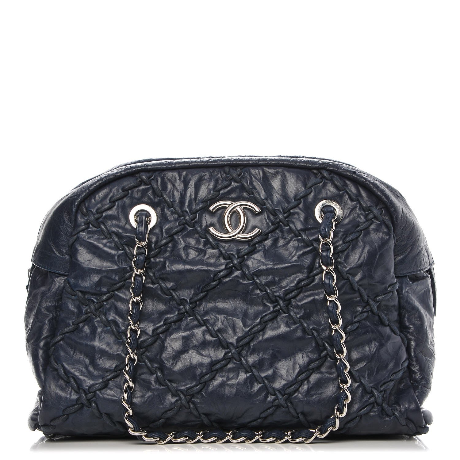 Chanel Calfskin Ultra Stitch Bowler Navy 1 of 9