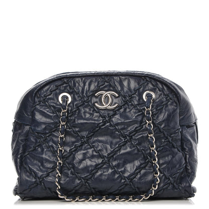 Chanel Calfskin Ultra Stitch Bowler Navy 1 of 9
