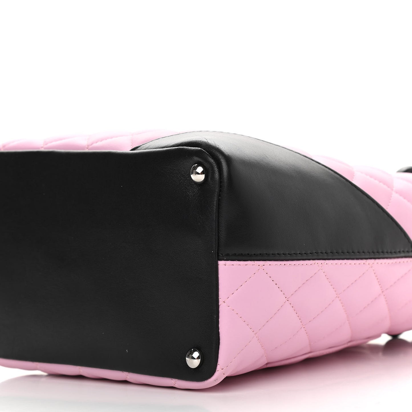 Calfskin Quilted Medium Cambon Tote Pink Black