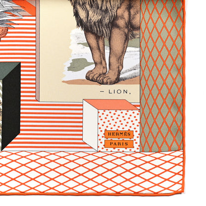 Hermes Silk Grand Theatre Nouveau Scarf 90 Orange Kaki White 2 of 6