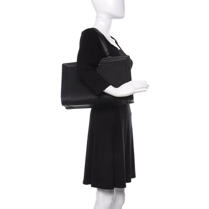 Chanel Calfskin Chevron Quilted Boy Shopping Tote Black 2 of 11