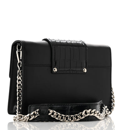 Prada City Calf Cocco Crystal Embellished Ribbon Bag Black 3 of 12