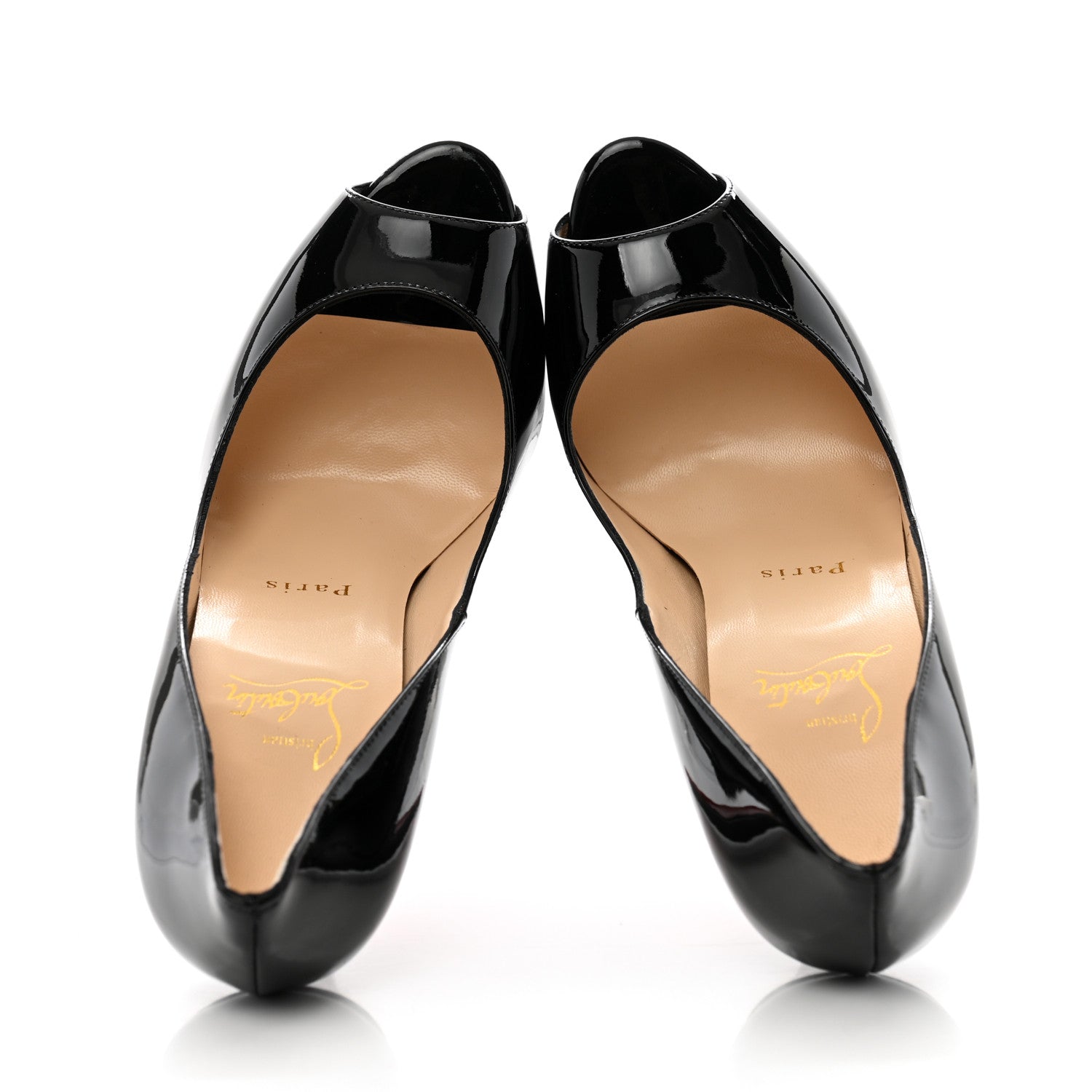 Christian Louboutin Patent Lady Peep 150 Pumps 38 Black 2 of 9