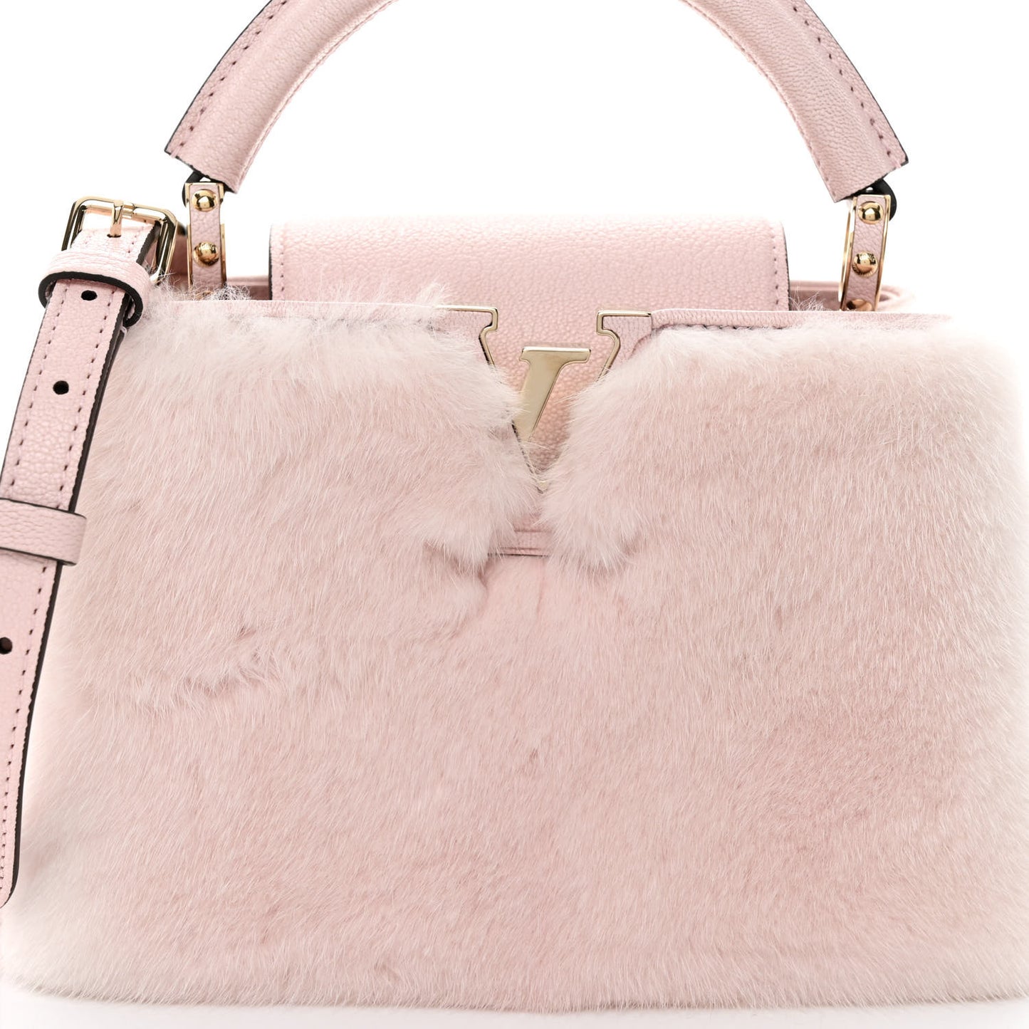 Mink Calfskin Goatskin Capucines Mini Rosewater Pink