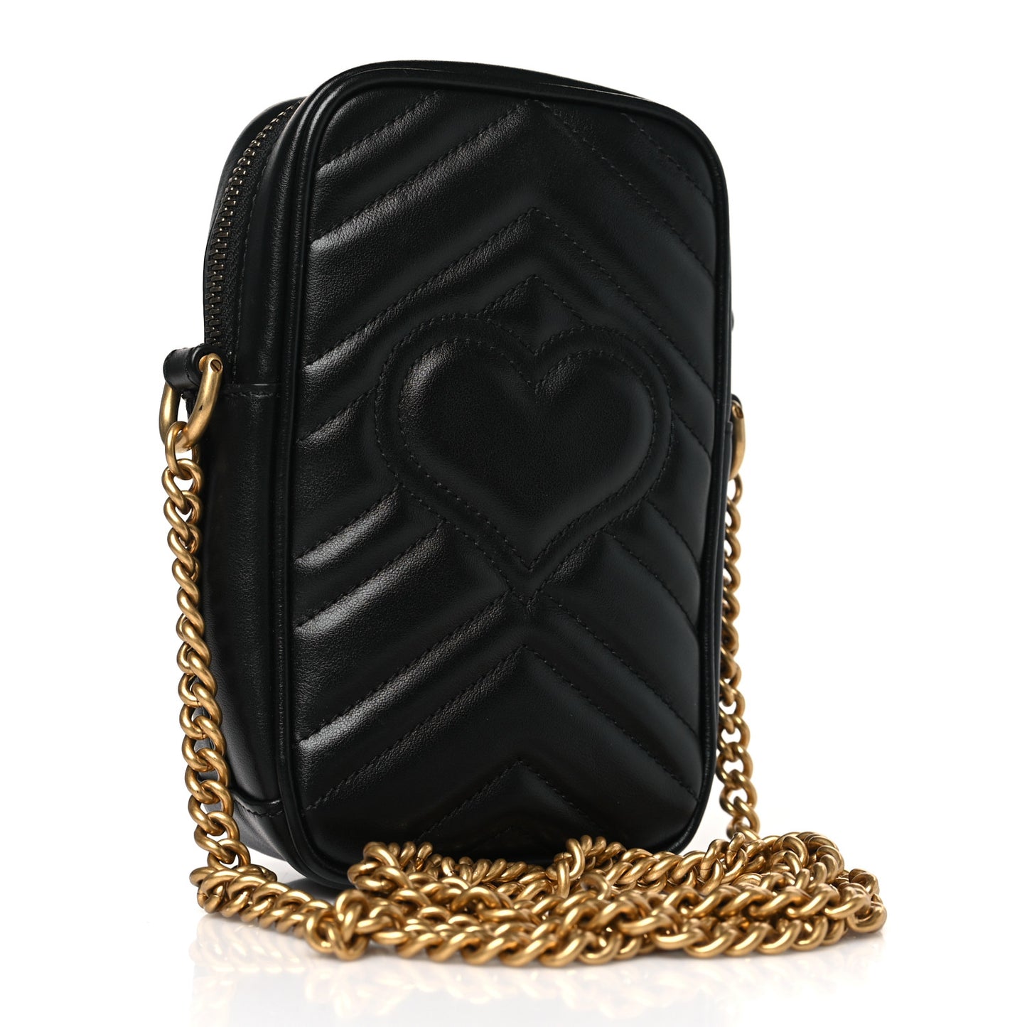 Calfskin Matelasse Mini GG Marmont Crossbody Bag Black