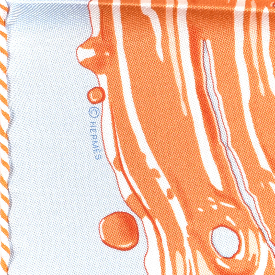 Silk Peinture Fraiche Scarf 45 Bleu Ciel Abricot