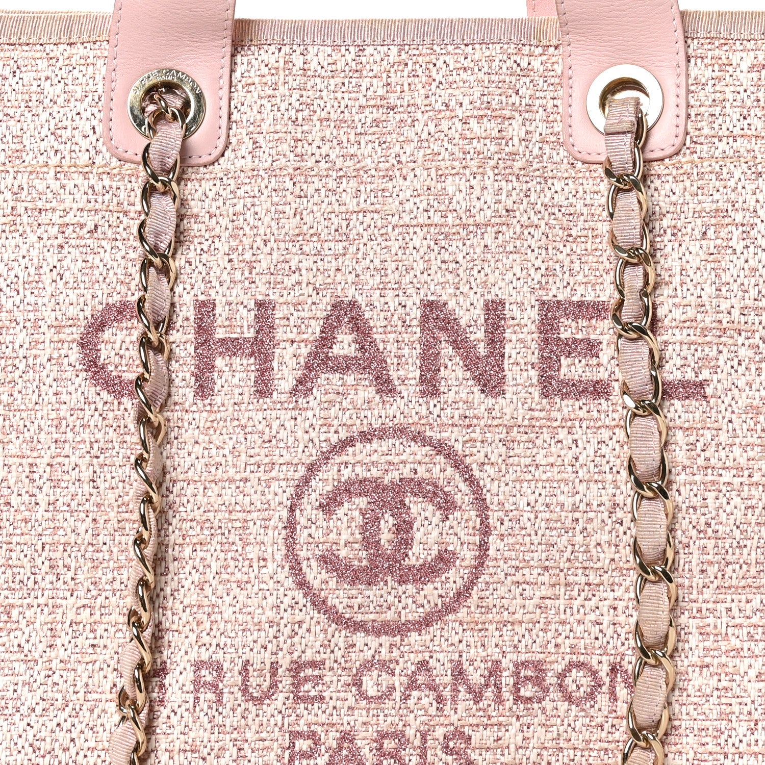 Chanel Lurex Boucle Deauville Medium Tote Pink 7 of 9
