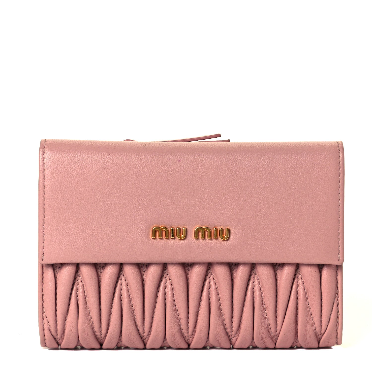 Miu Miu Nappa Matelasse Flap Tri-Fold Wallet Orchidea 1 of 7