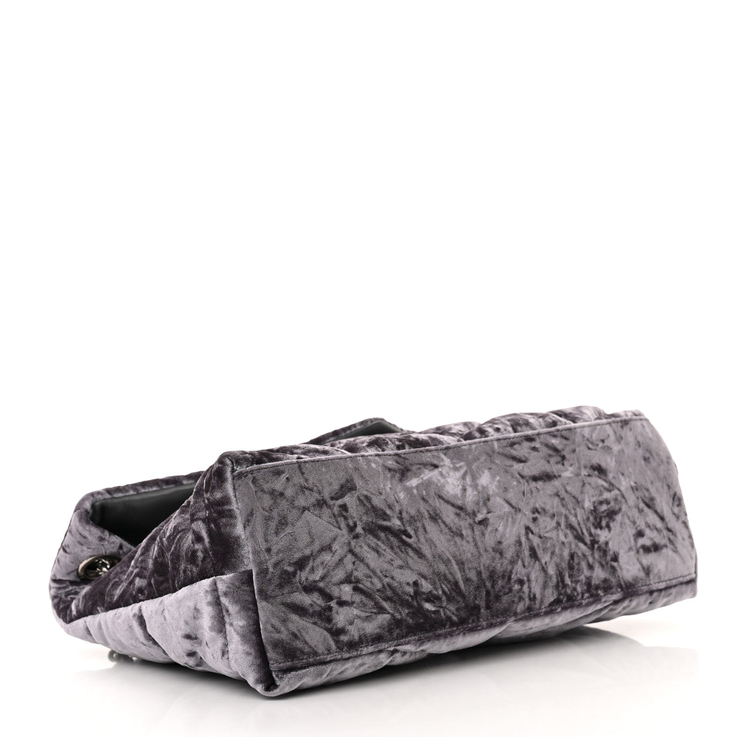 Saint Laurent Crushed Velvet Quilted Small Loulou Puffer Monogram Chain Satchel Cloud Grey 4 of 11