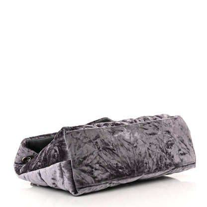 Saint Laurent Crushed Velvet Quilted Small Loulou Puffer Monogram Chain Satchel Cloud Grey 4 of 11