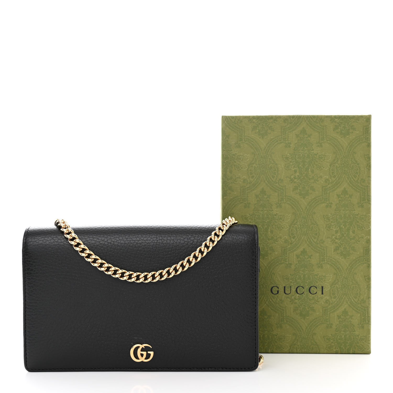 Gucci Calfskin Mini GG Marmont Chain Wallet Black 11 of 11