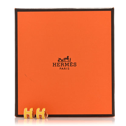 Hermes Rose Gold Lacquered Mini Pop H Earrings New Jaune De Naples 6 of 6
