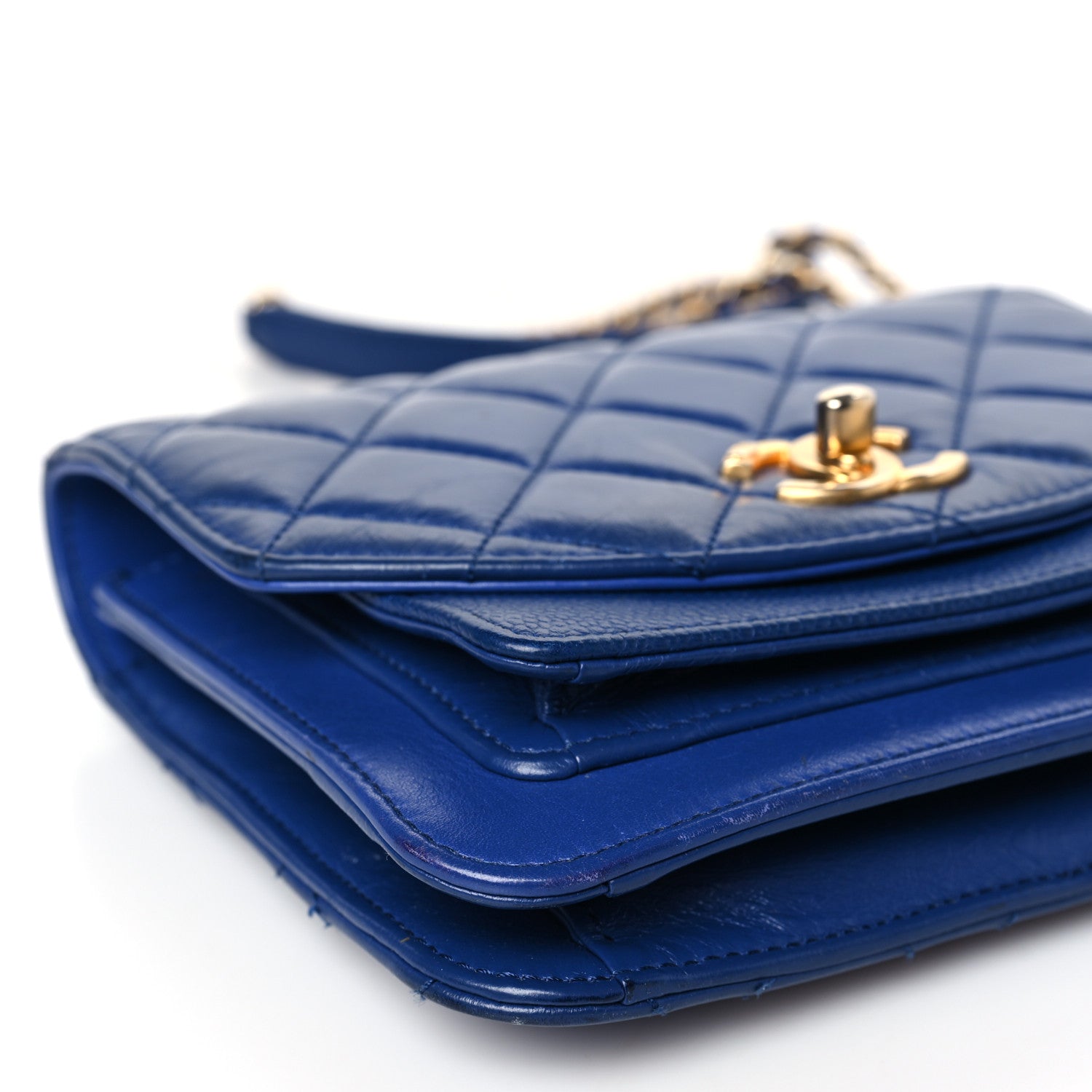 Chanel Calfskin Caviar Quilted Mini Chain Handle Flap Blue 8 of 11