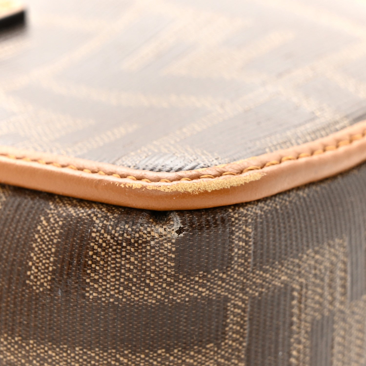 Fendi Glazed Fabric Vitello Century FF 1974 Stamp Patch Mini Boston Box Bag Mogano Panna Caramello 12 of 13