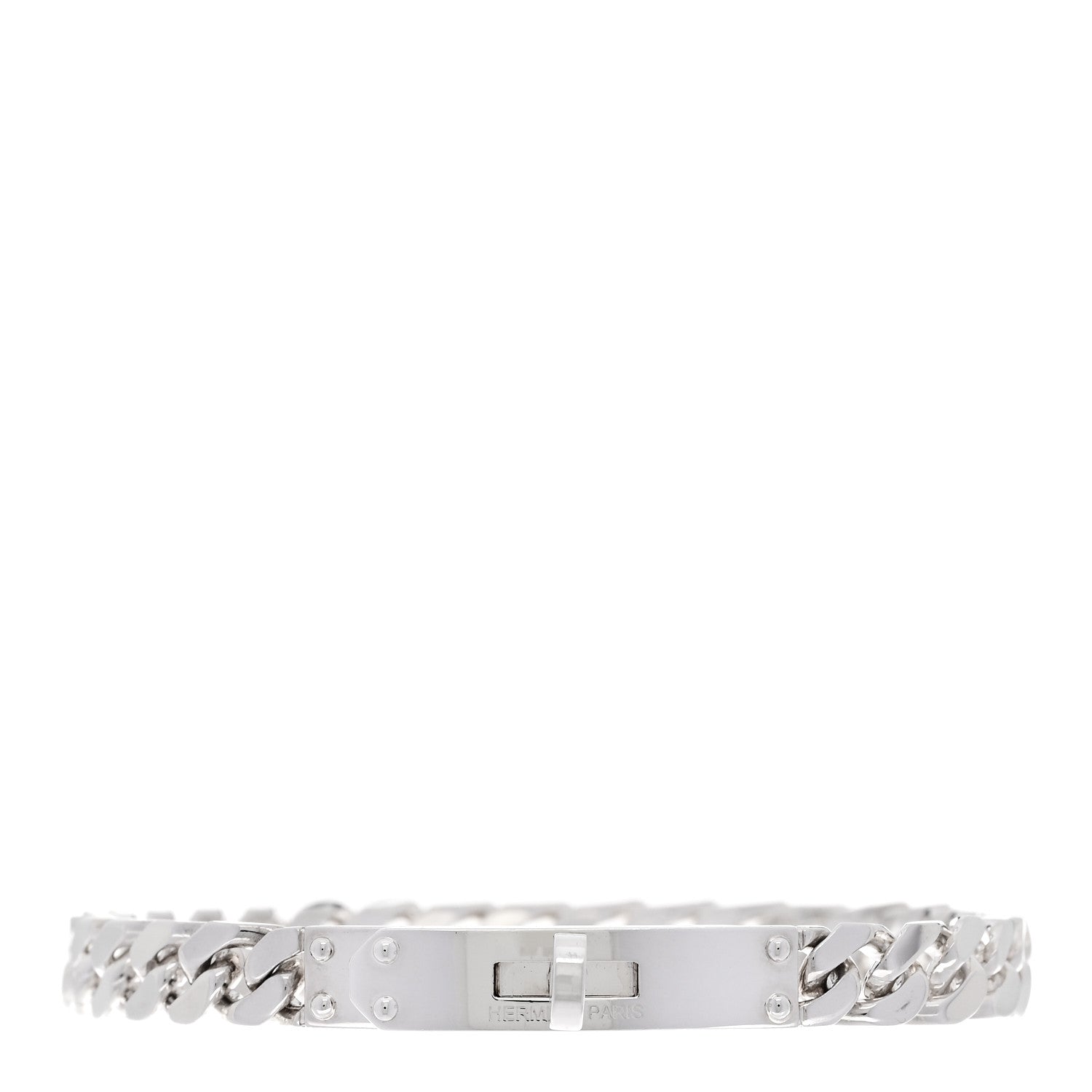Hermes Sterling Silver TPM Kelly Gourmette Bracelet ST 1 of 4