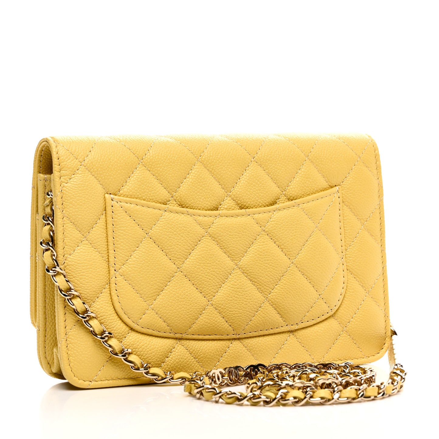 Caviar Quilted Tiny CC Wallet On Chain WOC Yellow