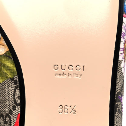 Gucci GG Supreme Monogram Flora Womens Princetown Slippers 36.5 Beige Ebony Multicolor Rosso 6 of 8
