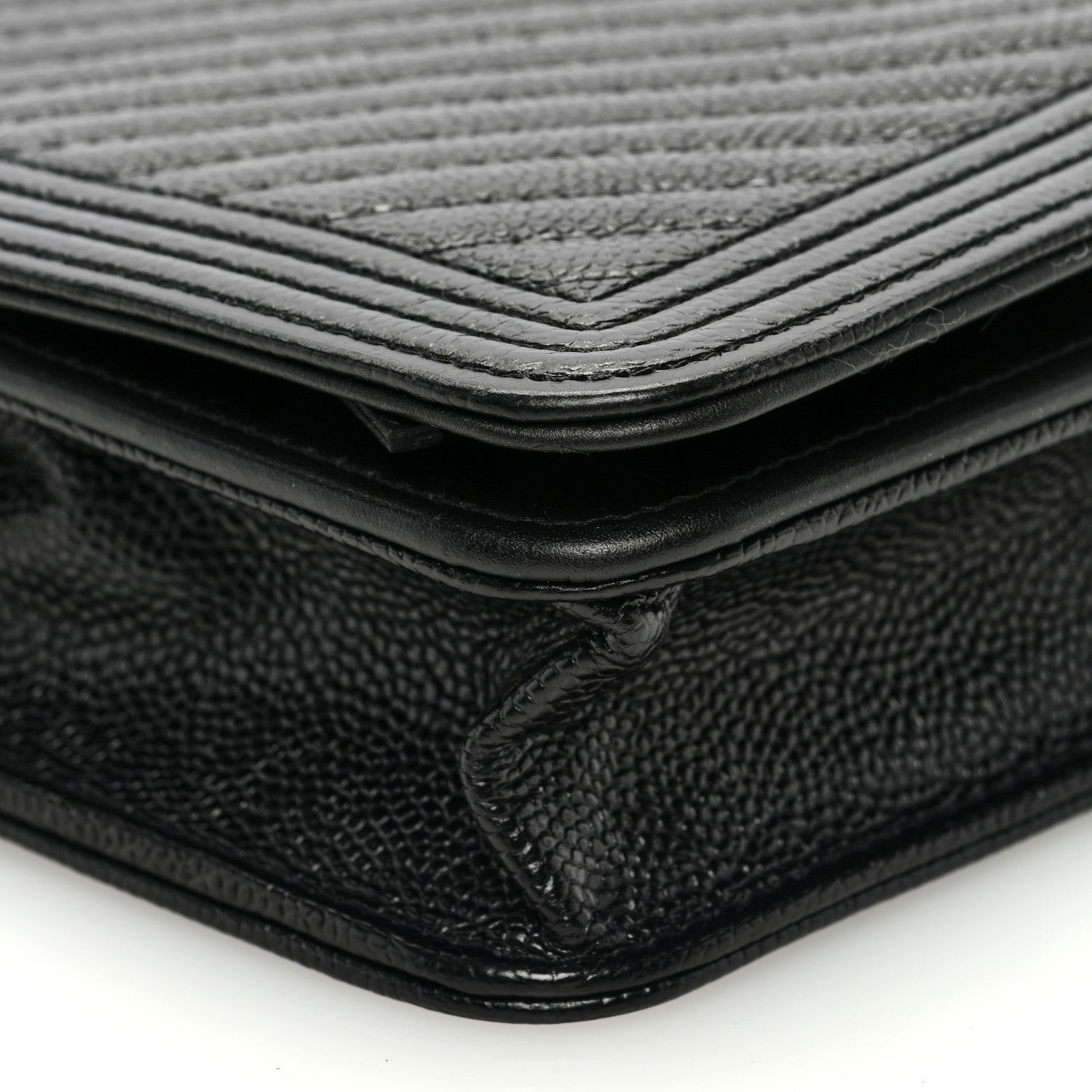Chanel Caviar Chevron Quilted Boy Wallet On Chain WOC Black 9 of 10