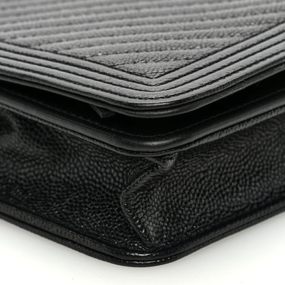Chanel Caviar Chevron Quilted Boy Wallet On Chain WOC Black 9 of 10