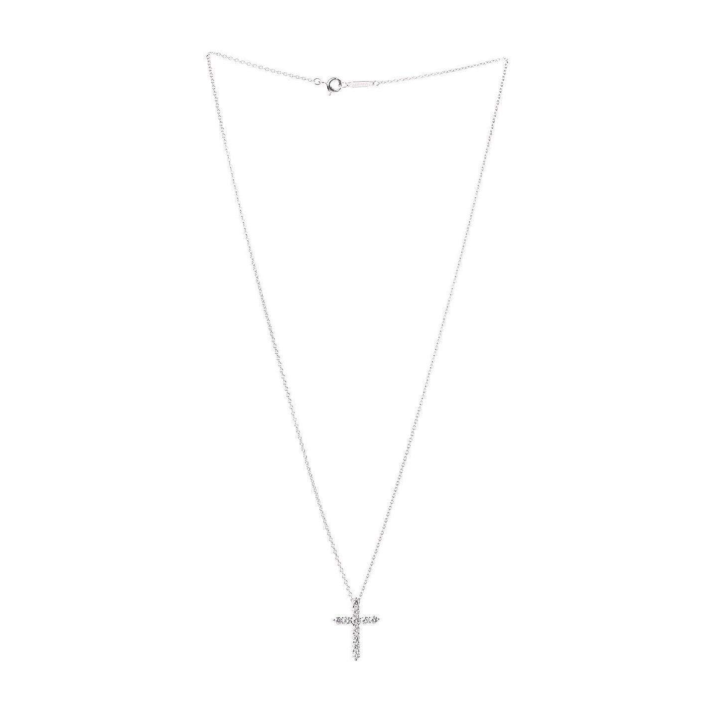 Platinum Diamond Small Cross Pendant Necklace