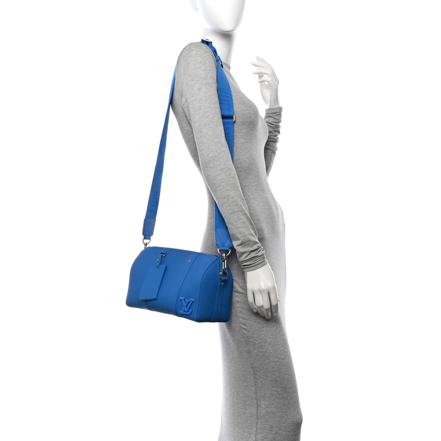 Louis Vuitton Grained Calfskin Aerogram City Keepall Bright Blue 2 of 9