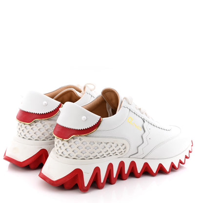 Christian Louboutin Calfskin Rubber Neoprene Nappa Mens Loubishark Sneakers 39 White 4 of 9