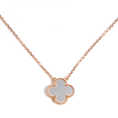 Van Cleef & Arpels 18K Rose Gold Mother of Pearl Vintage Alhambra Pendant Necklace 1 of 6