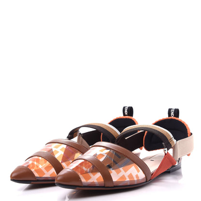 Fendi PVC Calfskin FF Colibri Slingback Ballerina Flats 39 Aranciata Cuoio 3 of 10