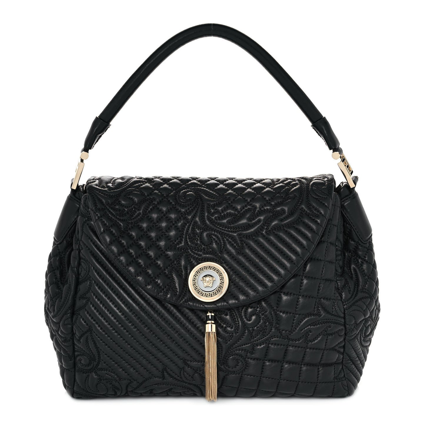 Barocco Quilted Nappa Altea Vanitas Satchel Black