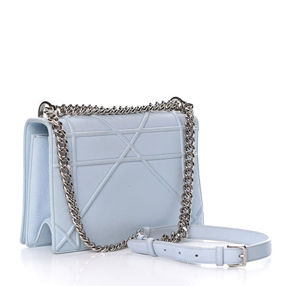Christian Dior Grained Calfskin Crystal Floral Diorama Flap Bag Sky Light 3 of 16