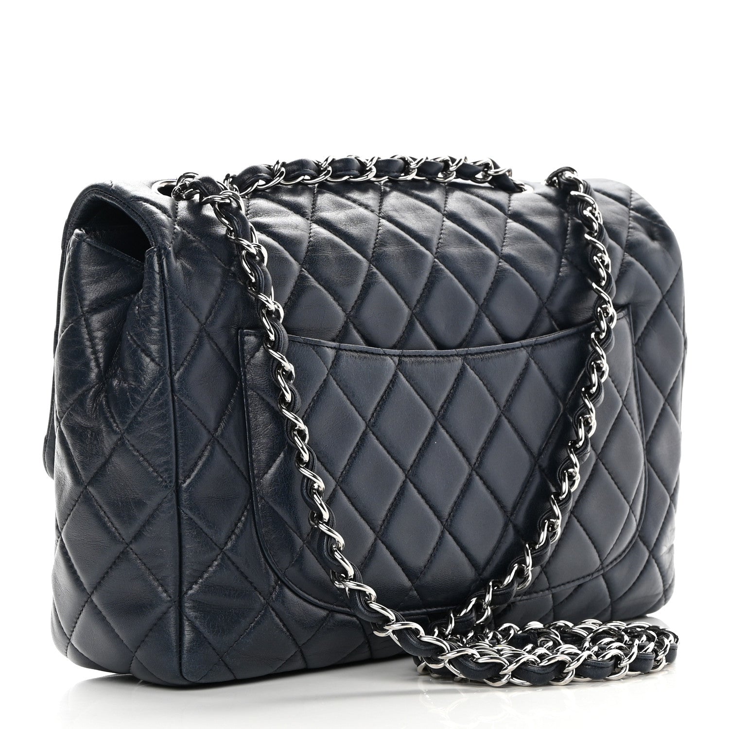 Chanel Lambskin Quilted Jumbo Single Flap Navy 2 of 11