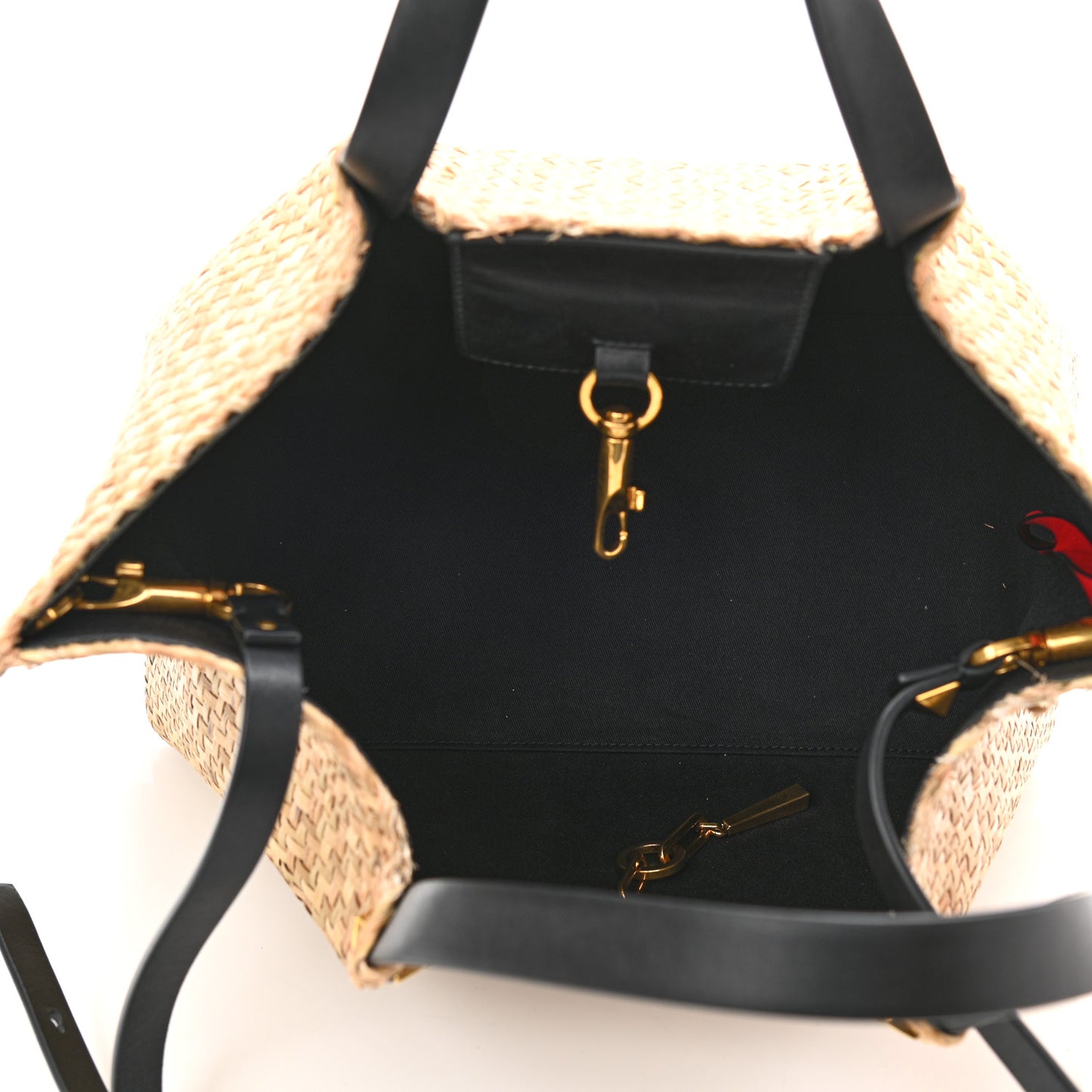 Raffia Medium Vlogo Escape Shopper Natural Black Rouge