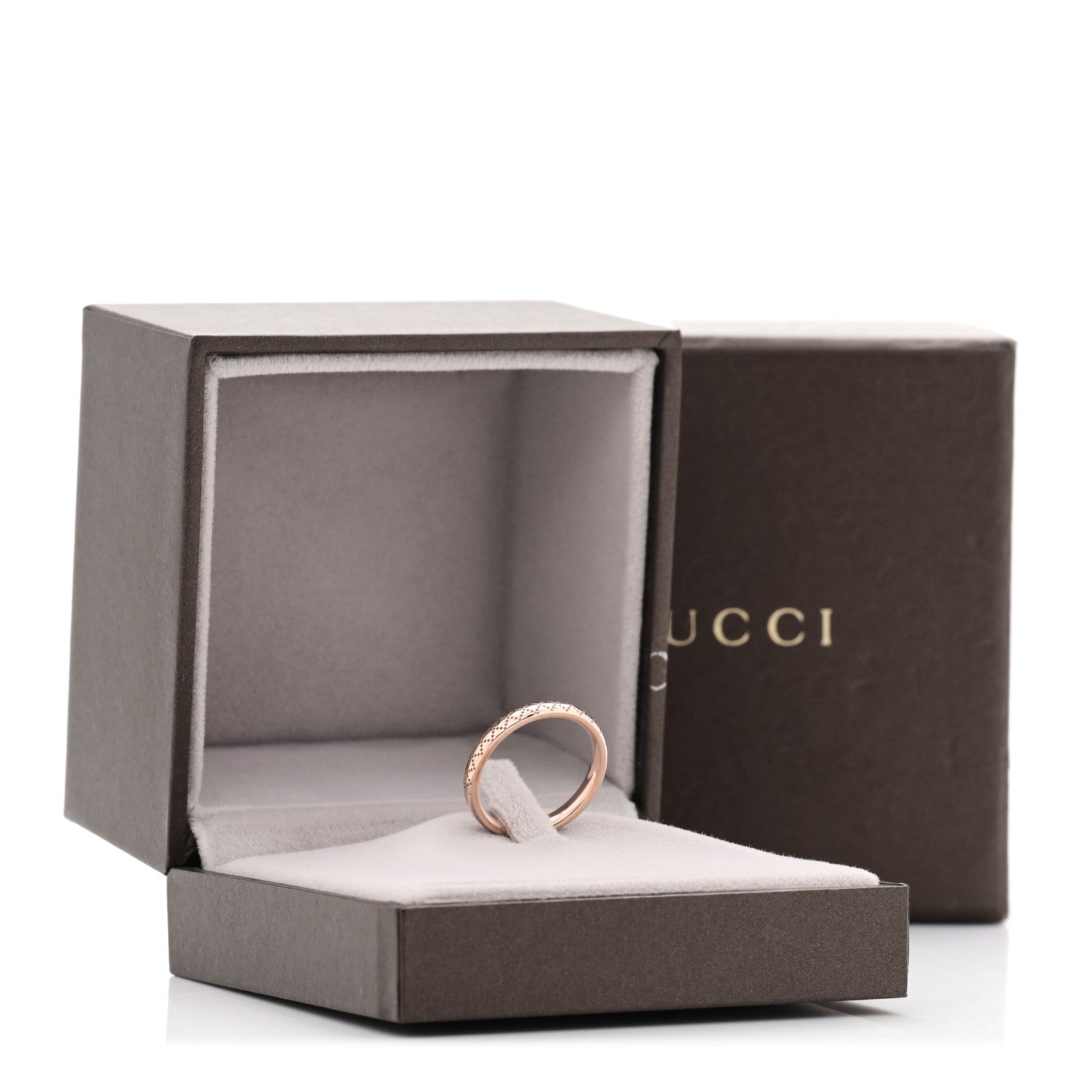 Gucci 18K Rose Gold Diamantissima Band Ring 50 5.25 5 of 5