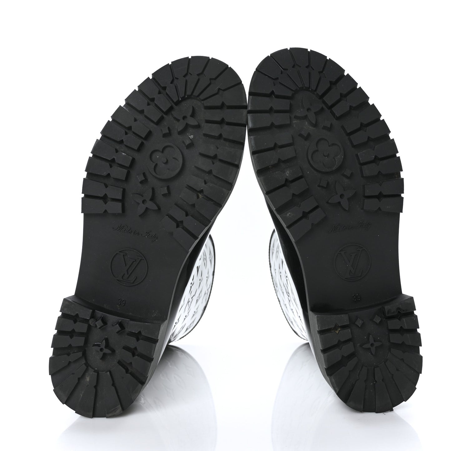 Rubber Embossed Monogram Drops Flat Half Boots 39 Black