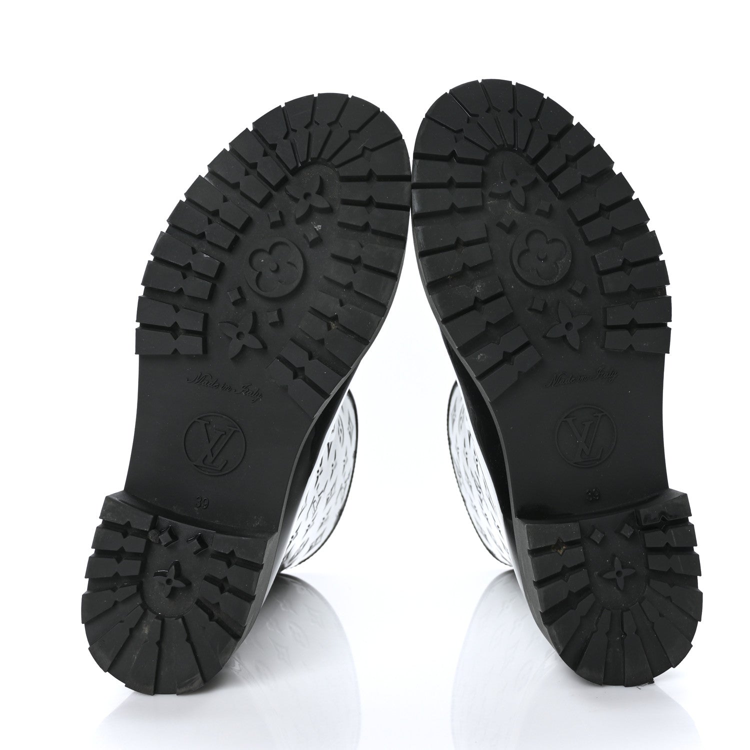 Louis Vuitton Rubber Embossed Monogram Drops Flat Half Boots 39 Black 5 of 7
