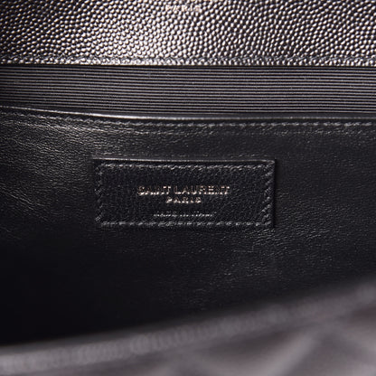 Saint Laurent Grain De Poudre Textured Mixed Matelasse Triquilt Medium Monogram Satchel Black 6 of 11