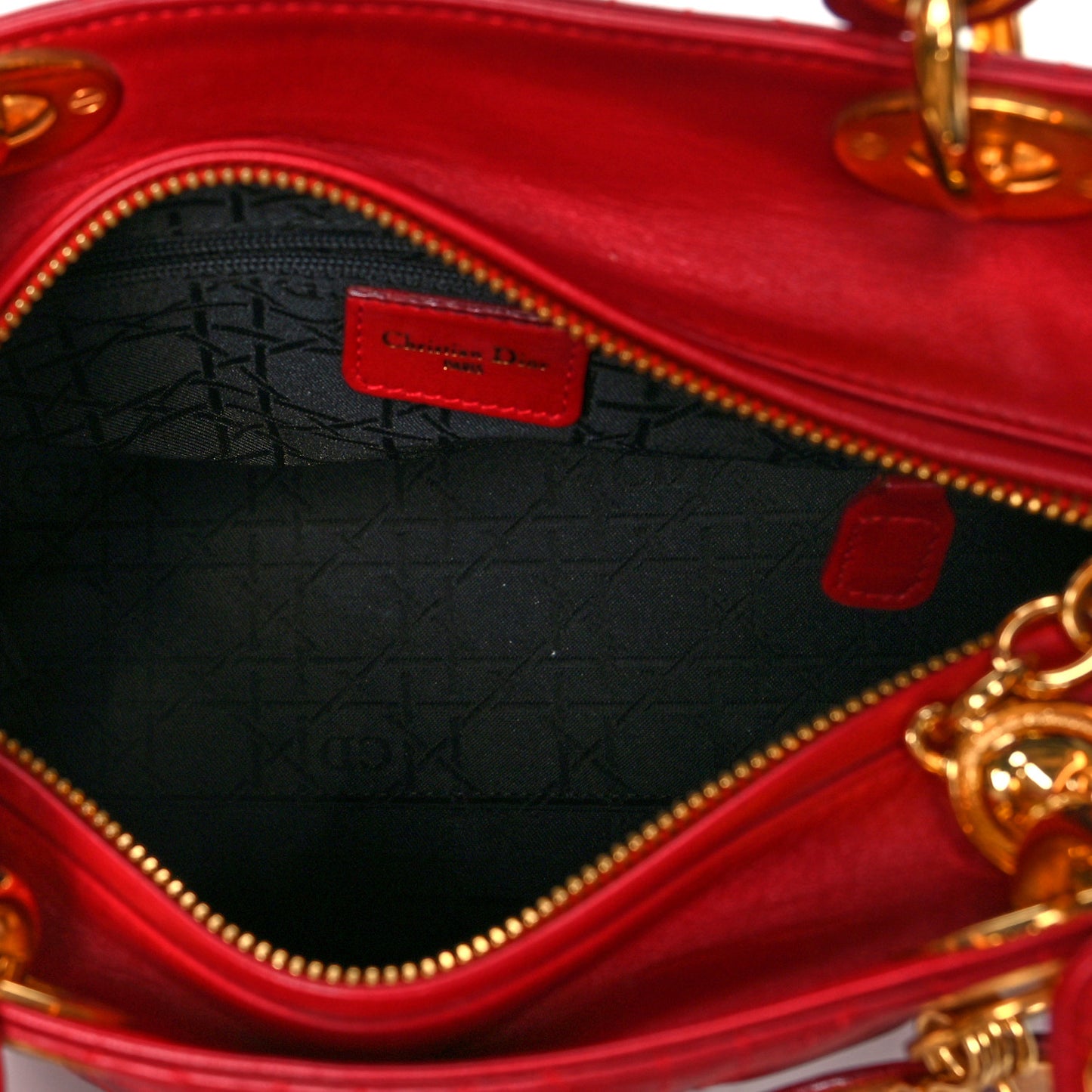 Lambskin Cannage Medium Lady Dior Red