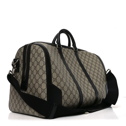 Gucci GG Supreme Monogram Selleria Calfskin Medium Duffle Beige Ebony Black 2 of 10