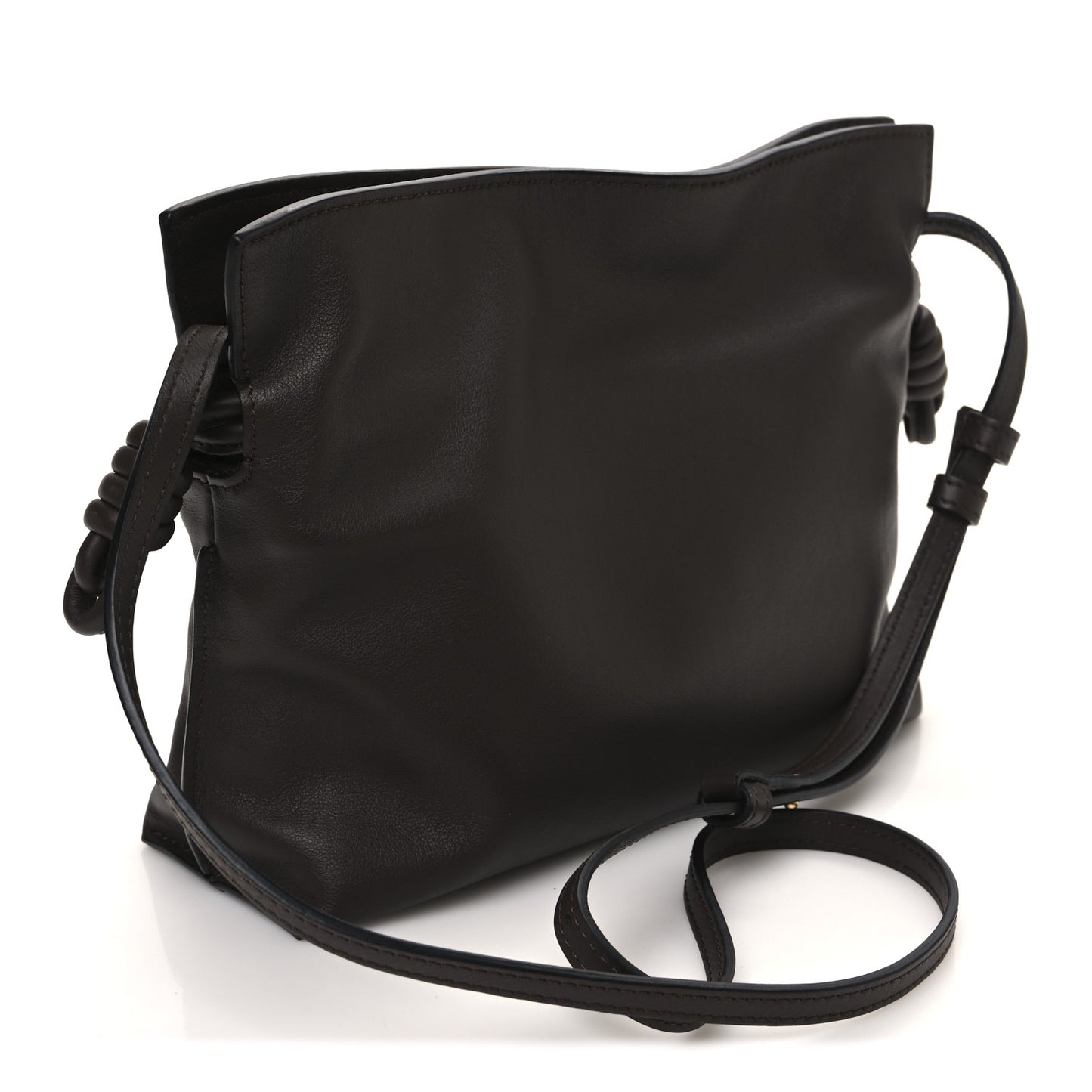 Calfskin Mini Flamenco Knot Clutch Chocolate