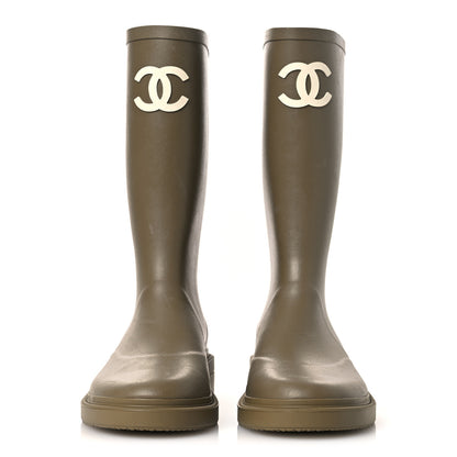 Chanel Caoutchouk CC High Boots 39 Dark Beige 3 of 14