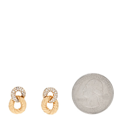 David Yurman 18K Yellow Gold Diamond Extra Small Belmont Curb Link Drop Earrings 2 of 5