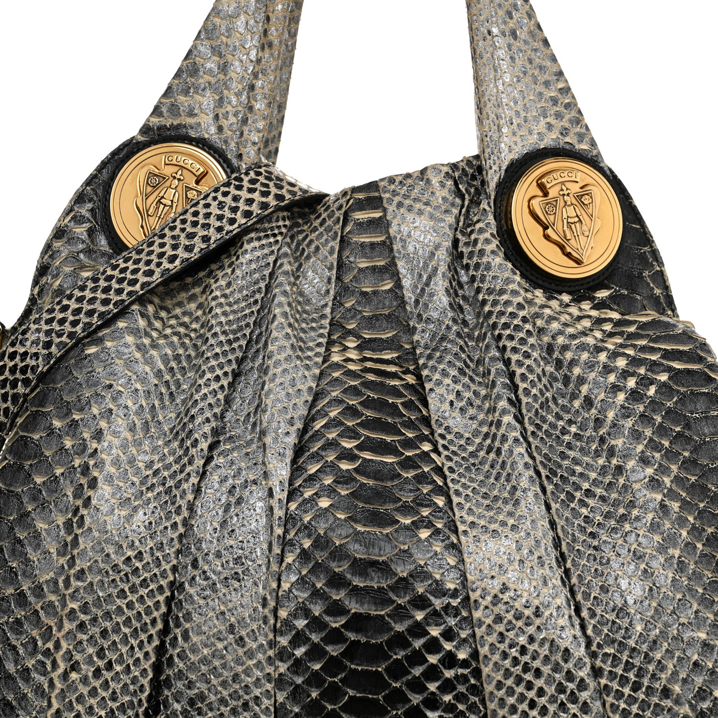 Snakeskin Medium Hysteria Top Handle Bag Black White