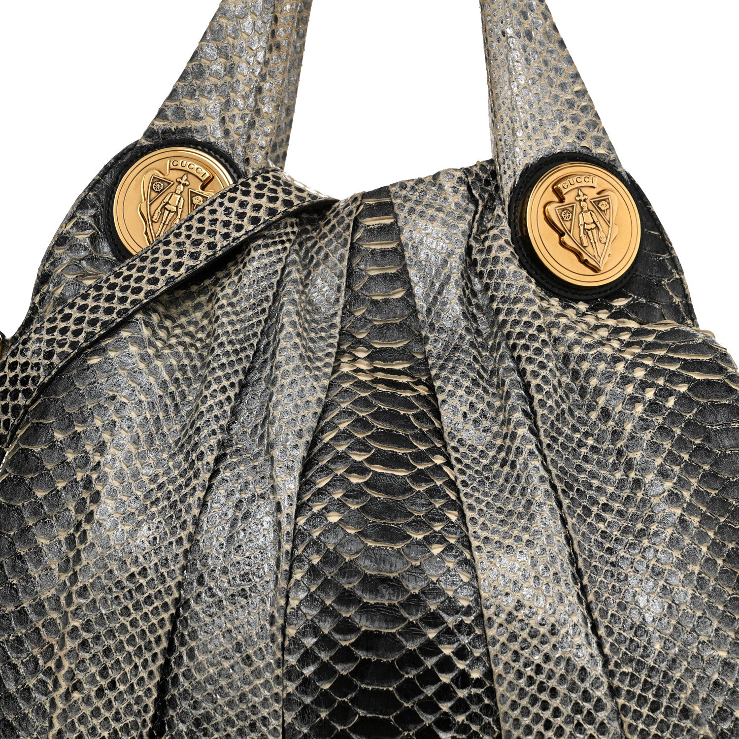 Gucci Snakeskin Medium Hysteria Top Handle Bag Black White 8 of 14