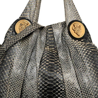 Gucci Snakeskin Medium Hysteria Top Handle Bag Black White 8 of 14