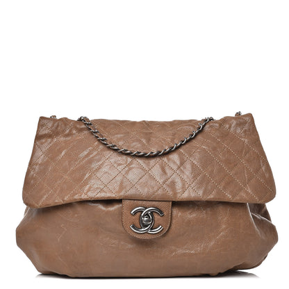 Chanel Grained Calfskin Quilted Maxi Elastic Flap Taupe 1 of 14