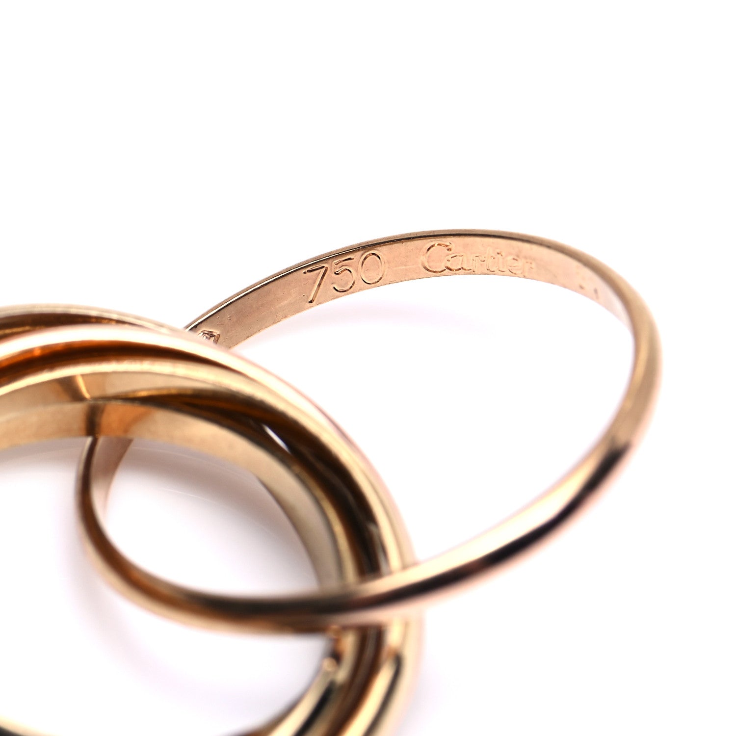 Cartier 18K Pink Yellow White Gold 7 Band Trinity Ring 51 5.75 6 of 6