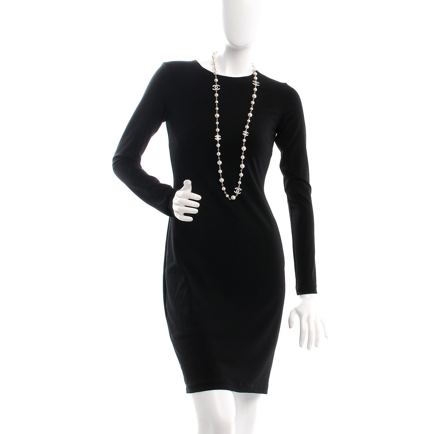 Chanel Crystal Pearl CC Long Necklace Silver 2 of 5